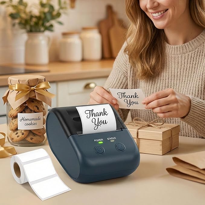 Label Maker Machine, L7 Portable Bluetooth Thermal Printer,Thermal Sticker Machine with Paper Tape (1.97"×1.18") Sticker Labeler with Multiple Templates for Office Organization Home Kitchen School