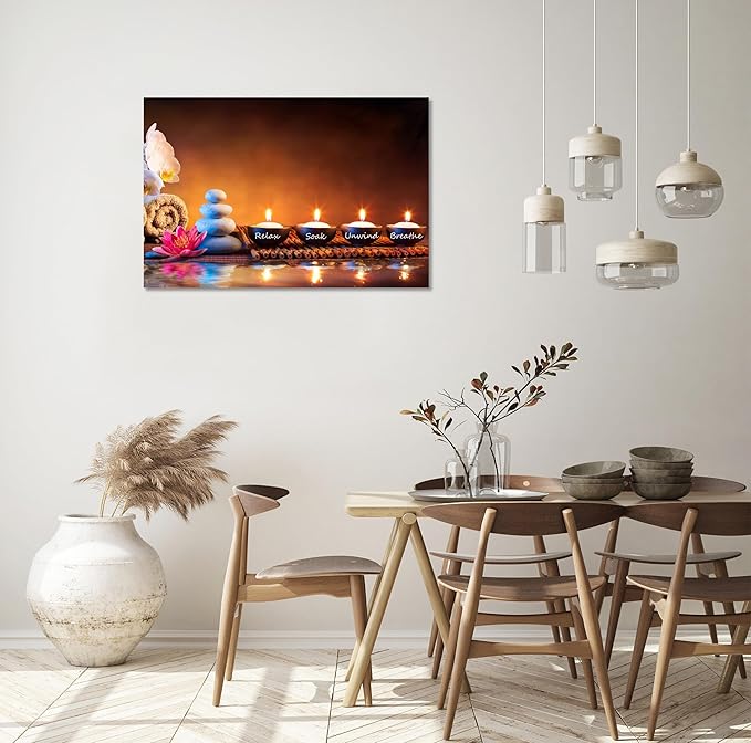 Lotus Flower Wall Art Inspirational Canvas Prints Yoga Quotes Poster Positive Relax Prints Pictures for Zen Office Wall Decor Framed Artwork Ready to Hang (12.00" x 16.00")