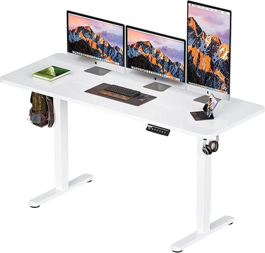 BIZUM Electric Standing Desk 63 x 24 Inch Computer Desk-Gaming Desk White Home Office Desks Height Adjustable Memory Stand Up Computer Workstation
