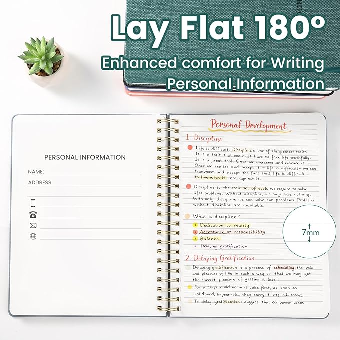 Spiral Notebook - 8.5 x 10.98 Inch Large Hard Cover Notebook with Elastic Band & Pocket, 252 Pages, Lay Flat Wirebound Journal for Work, School, Planning & Note Taking Green