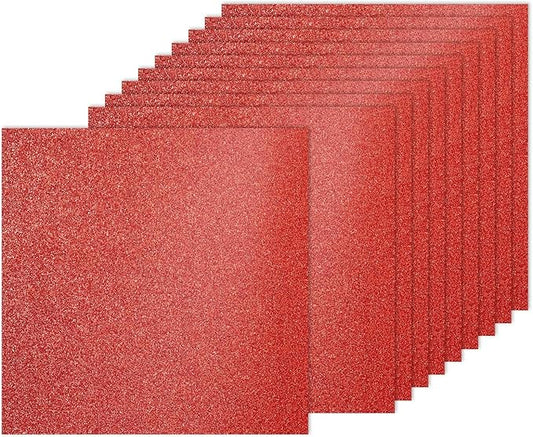 PATIKIL 10Sheets Dark Red Glitter Cardstock, 12x12In Glitter Paper Card Stock Shiny Scrapbook 250gsm Sparkly Paper Large Shimmer for Crafts Scrapbook DIY Art Wedding Party