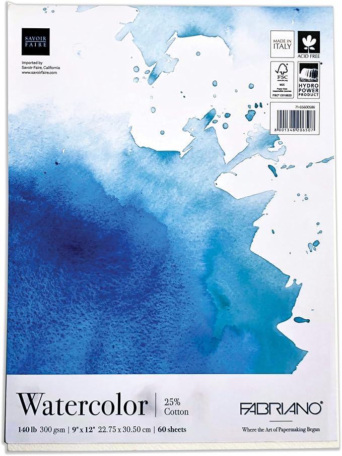 Fabriano Studio Watercolor Fat Pad, 140 lb., 9" x 12"