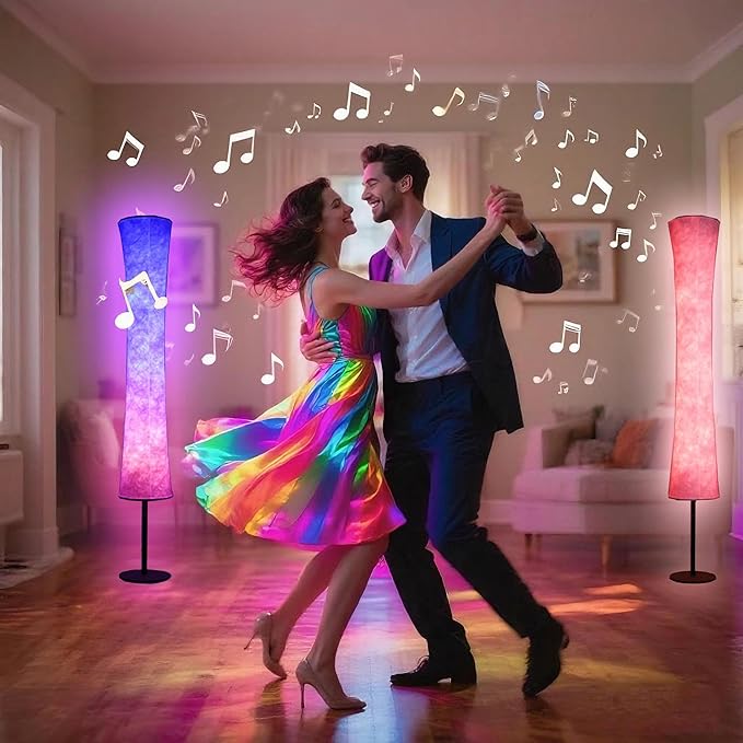 AKT LIGHTING 59''Smart LED Floor Lamp, RGB Mood Lamp, Corner Floor Lamp with Music Sync, Color Changing, APP and Remote Control, Standing Lamp for Bedroom Living Room