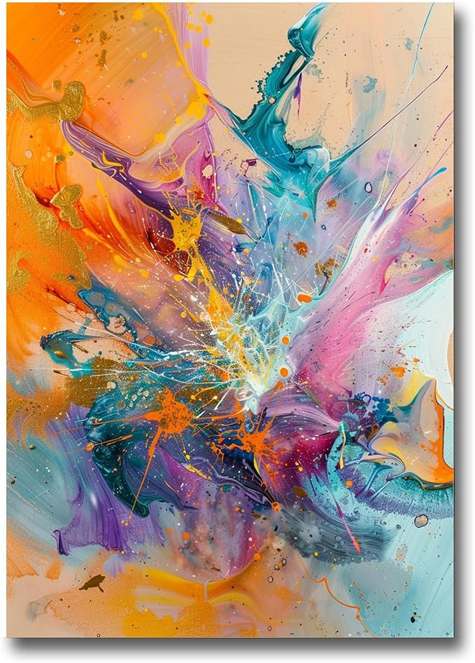 Teal and Orange Abstract Poster Print Modern Art for Office Wall Decor Available in Small, Decor Poster, Print