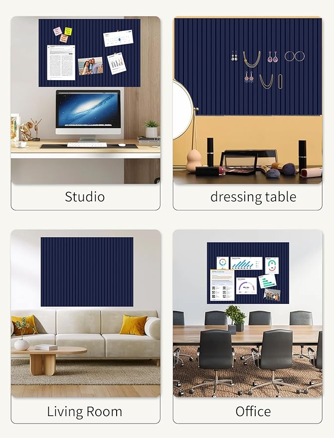 Large Bulletin Board 48"x 24" Cork Boards for Walls, 12 Pack Felt Wall Panels Photo Board, Cork Board for Office Home Pin Board