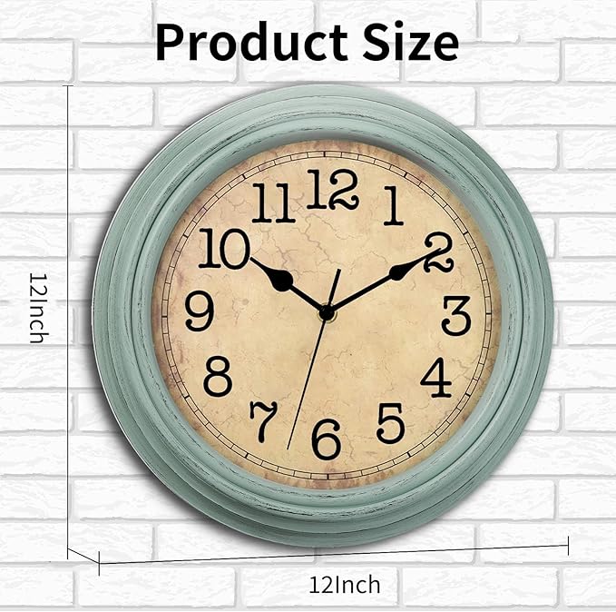 HYLANDA 12 Inch Wall Clock, Silent Non-Ticking Decorative Battery Operated Easy to Read for Kitchen Living Room, Bathroom, Bedroom, Office
