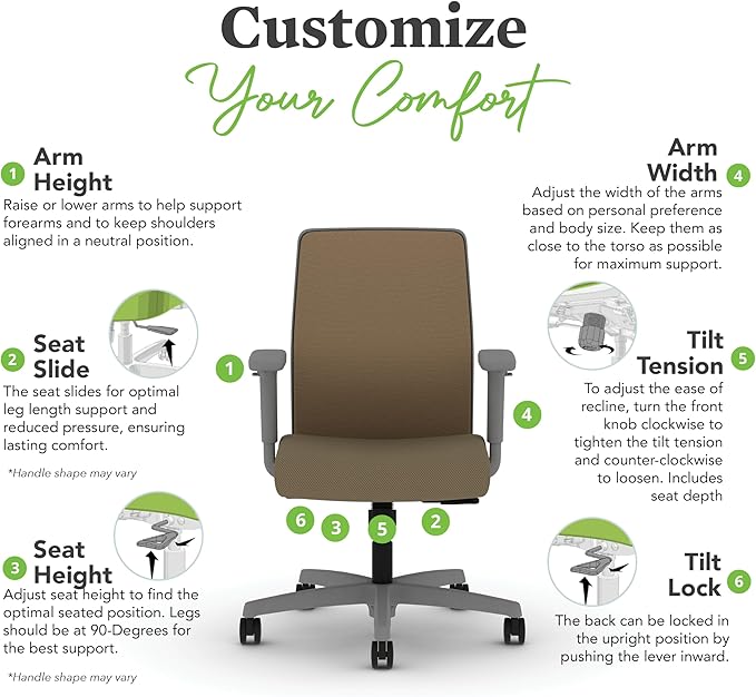 HON Ignition 2.0 Low Back Task Chair, Spectrum Mesh, Standard Synchro-Tilt Control, Office Chair with Lumbar Support, Height and Width Adjustable Arms, Titanium Frame, Quicksand