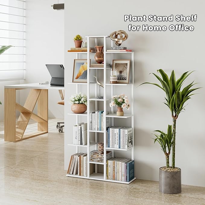 5-Tier Small Space Bookshelf,Sturdy Compact Bookcase for Study Room/Bedroom,Easy Assembly Wooden Storage Shelf（7.8” D,White）