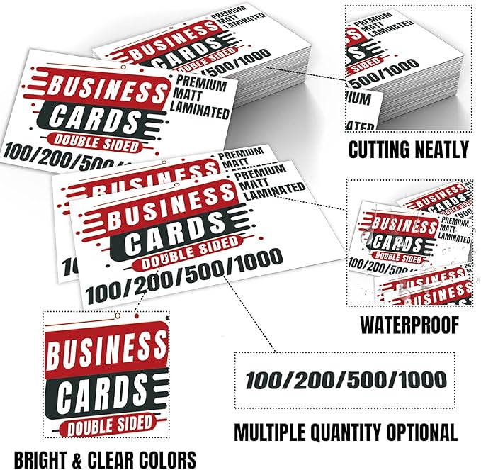 Business Cards Customize with Templates, Custom Business Cards Personalized with Your Logo Text, 3.5"X 2" 300gsm Matte Paper for Small Business - Design Your Own