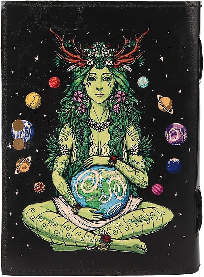 TUZECH Book of Spells Mother Of Earth Leather Bound Journal Deckle Edge Paper Tree of Life Antique Embossed Bound Daily Notebook With Colorful Print Journal Antique Vintage Book for Men and Women