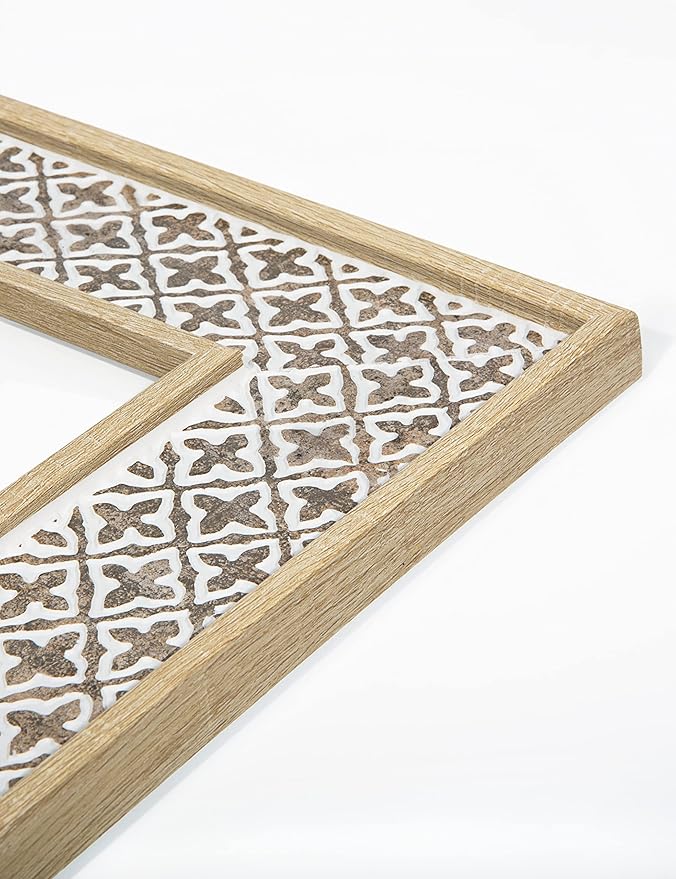 Afuly 5x7 Picture Frames Distressed Moroccan Relief Boho Photo Frame Shabby Chic 3D Cross Pattern Frame for Wall Tabletop, Wedding Birthday Gifts for Mom Grandma, Set of 2