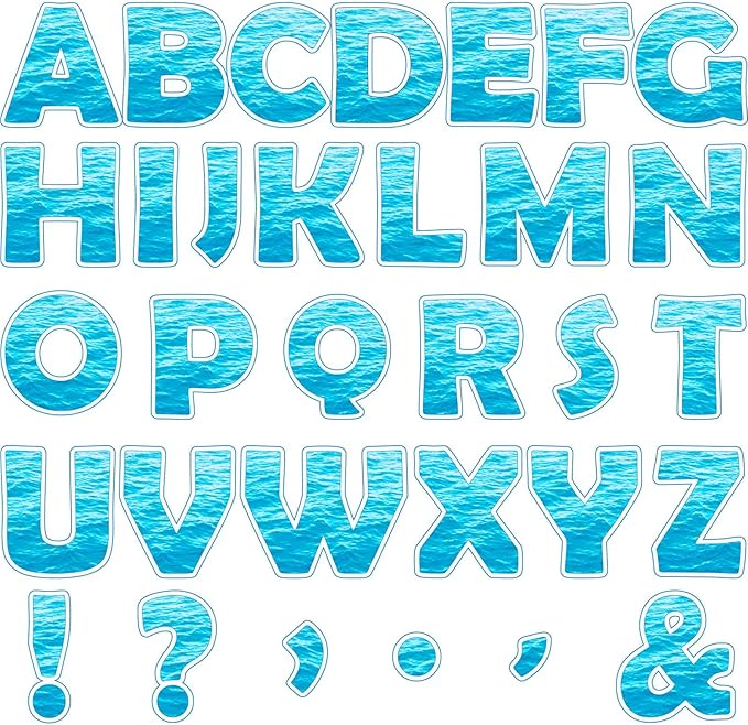 150 PCS Large 7" Blue Bulletin Board Letters Set,Ocean Under the Sea Classroom Alphabet Cutout Letter for Bulletin Board Display Home School, A Great Helper to Inspire Students' Learning Interest