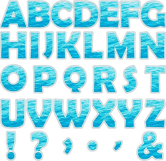 150 PCS Large 7" Blue Bulletin Board Letters Set,Ocean Under the Sea Classroom Alphabet Cutout Letter for Bulletin Board Display Home School, A Great Helper to Inspire Students' Learning Interest