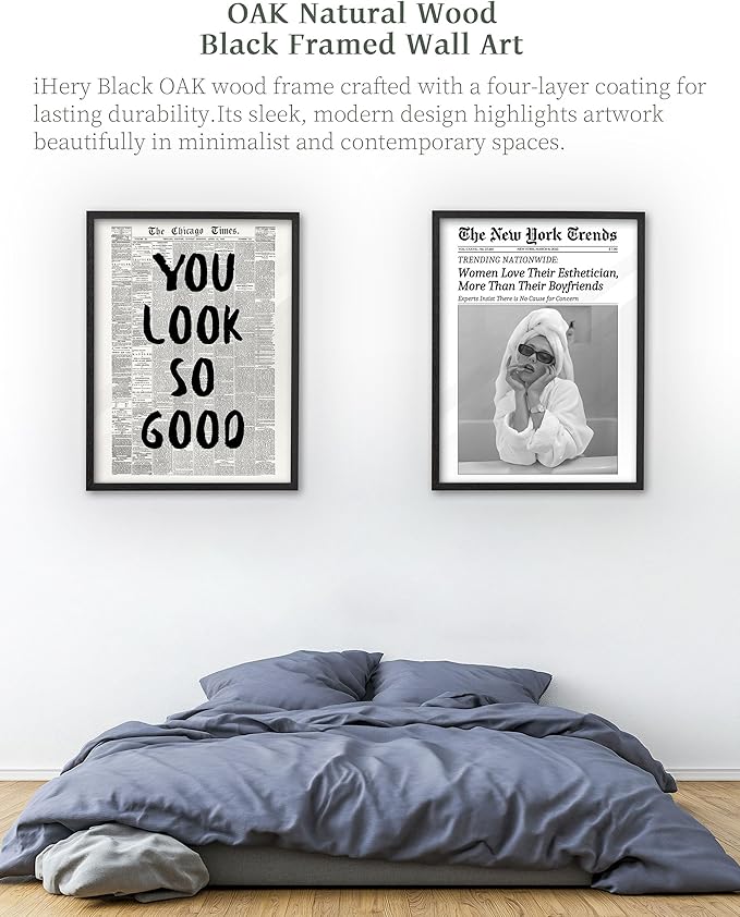 iHery Premium Natural Black OAK Wood 16x20in Trendy Framed Wall Art, Vintage Women Love Their Esthetician,More Than Their Boyfriends Canvas Wall Decor For Salon Dorm Bedroom Living Room 1Pack