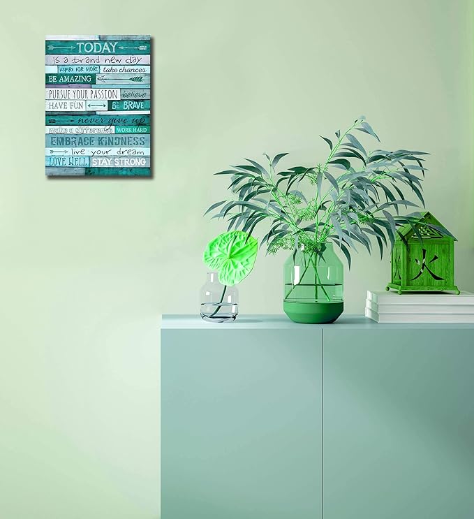aburaeart Inspirational Wall-Art - Quotes Office Teal Decor For Bedroom - Word Artwork For Home Walls Size 12x16