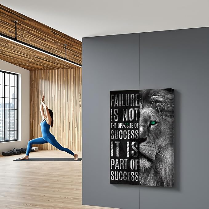 Motivational Lion Quotes Wall Decor Art Print 28''Wx40''H - Inspirational Office Wall Art with Positive Affirmations, Ready to Hang with Back Hook, Durable Home & Office Decor for Modern Spaces