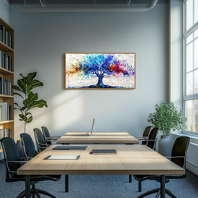 SERIMINO Tree of Life Large Framed Wall Art Prints, Colorful Tree Abstract Graffiti Canvas Painting, Nature Plant Fantasy Artwork for Walls, Modern Wall Decor Living Room Bedroom Home Office 20"X40"
