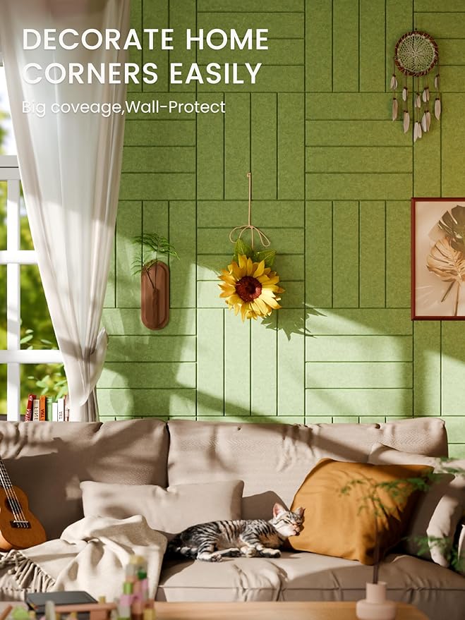Bumusty Large Cork Board Alternative-36 x 24" Felt Bulletin Board Tiles, with 30 Pushpins, 40 Adhesive Tabs, 6-Pack Slat Wall Paneling, Cork Boards for Office Push Pin Board Felt Board-Kelly Green