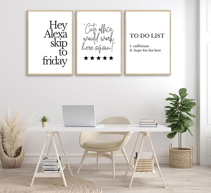 3pcs Inspirational Canvas Wall Art Office Posters Inspirational Quotes Wall Decor Painting Funny Quotes Pictures-cute office would work here again- Prints for Bedroom,Living Room,Office unframed