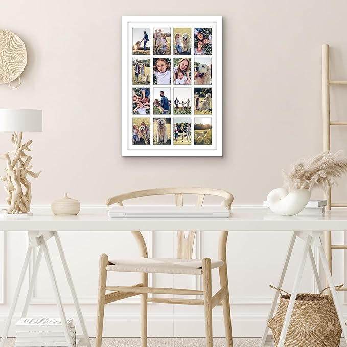 Americanflat 4x6 Collage Picture Frame with Polished Plexiglass - Multi Picture Frames Fit Sixteen 4x6 Photos or Use as One 18x26 Poster Frame for Wall Display - Signature Collection - White