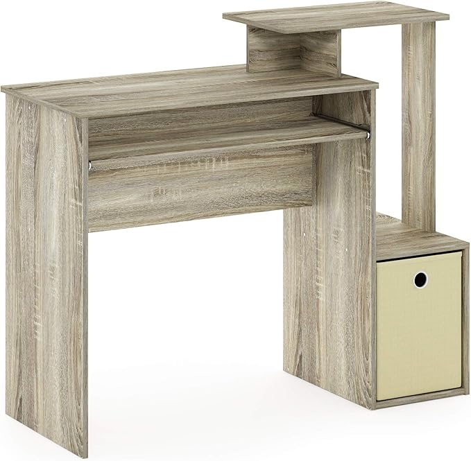 Furinno Econ Multipurpose Home Office Computer Writing Desk, Sonoma Oak/Ivory
