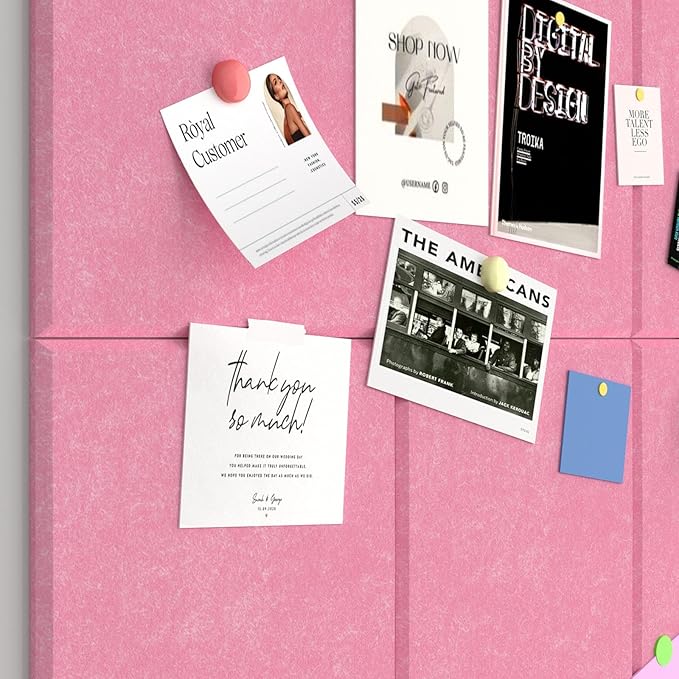 Large Cork Boards for Walls – 48" x 36" Self Adhesive Felt Wall Tiles, Ideal for Office Wall Organizing Bulletin Board, Easy to Install Cork Boards Felt Board