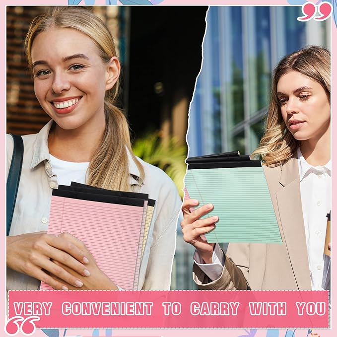 Fuutreo 8 Pcs 8.5'' x 11'' Colored Legal Pad 50 Sheets Per Writing Pads Narrow Ruled Notepad Perforated Writing Notepad Office Supplies for College Office Business (Macaron Color)