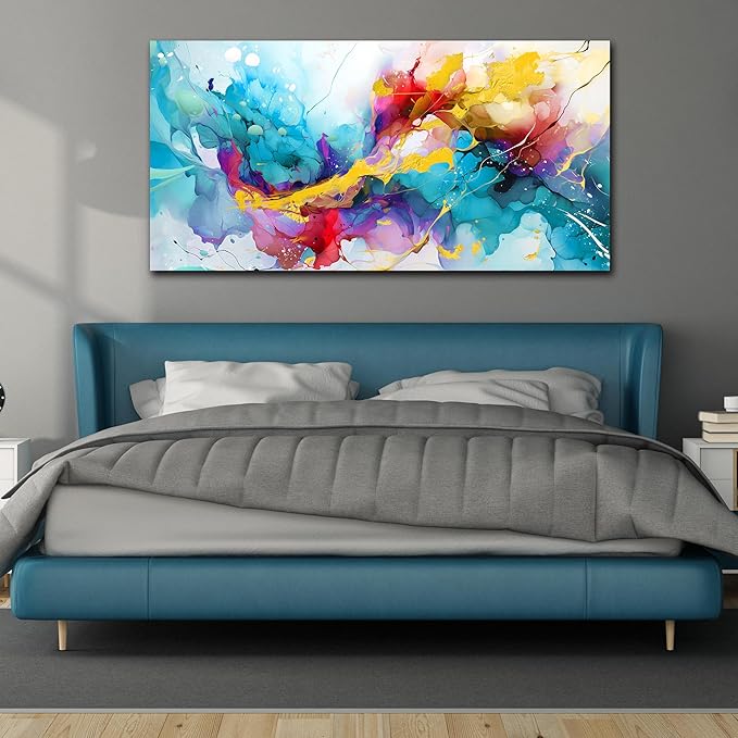 LAOTOART Abstract Canvas Wall-Art for Living Room - Colorful Wall Art Bedroom Office Artwork Wall Decor Ready to Hang Size 24" x 48"