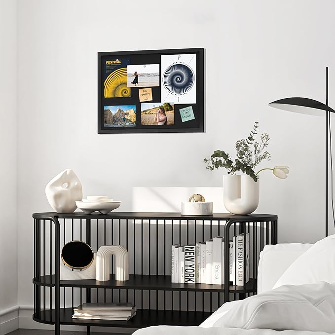 Cork Board with Linen Black 2Pack,Bulletin Board 23"x17", Corkboards for Office Home School Message Board or Vision Board Decoration.