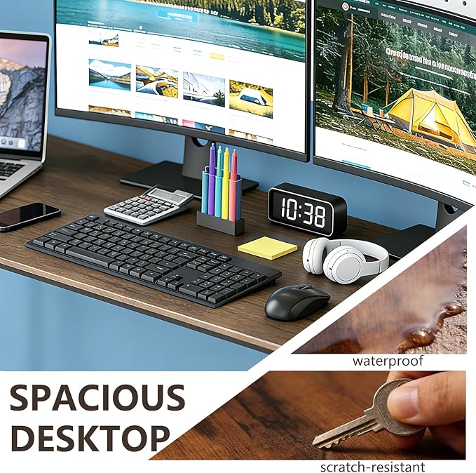 BestOffice Computer Desk,Home Office Desk, Modern Simple Style for Home Office Study Writing (Brown, 63 Inch)