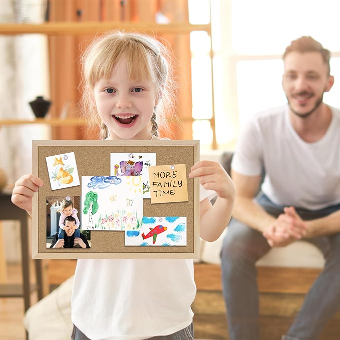 Cork Board Bulletin Board 2 Pack,17"X12" Cork Board for Office with Pin Oak Wood Boards,Hanging Corkboards for Office Home School Message Board or Vision Board Decoration