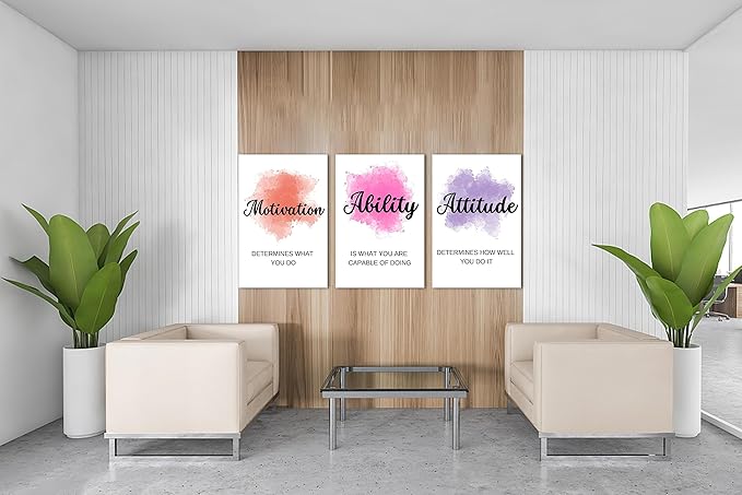 3 Piece Motivational Quotes Abstract Watercolor Canvas Print Pictures Wall Decor, Men Women Inspirational Framed Artwork Home Office Decor 20"x30" x 3 Pcs