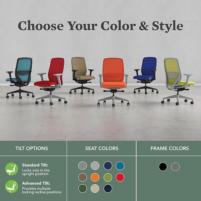 HON Nucleus Task Chair, Spectrum Mesh, Advanced Synchro-Tilt Control, Office Chair with Lumbar Support, Height and Width Adjustable Arms, Black Frame, Onyx