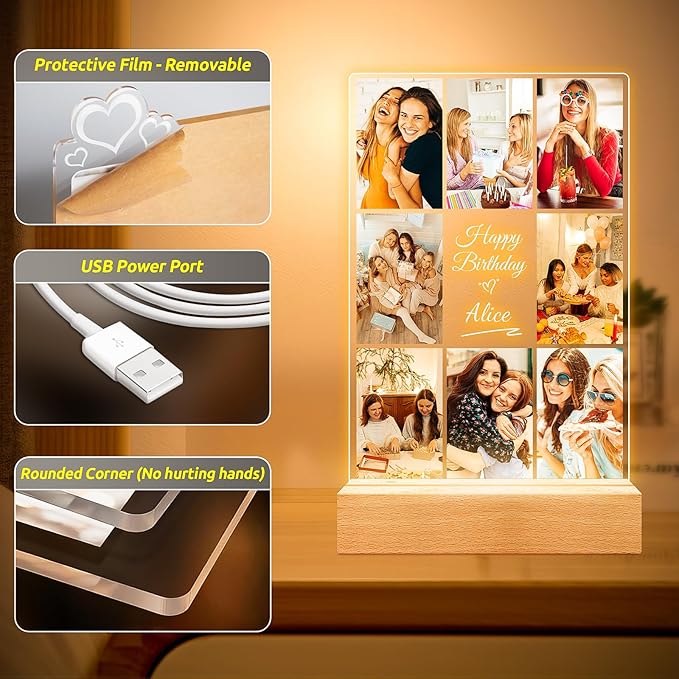 Custom Picture Frames with Photos, Personalized Picture Frame, Customized Photo Frame, Personalized Anniversary Birthday Gifts for Women Men Her Him Wife Mom Dad Kid Baby Family Best Friends