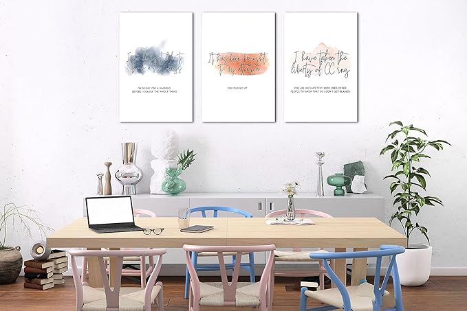 Inspirational Canvas Art Office Poster Wall Decor, Modern Office Wall Art Motivational Pictures for Wall, Man and Women Home Office Positive Quotes Wall Decor, Framed Artwork 16”x24”x3 Panels