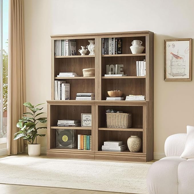JAHRSTIM Halston Standard Bookcase, Adjustable Storage Open Display Shelving Unit for Home and Office Space, 31.49”L x 13.77”W x 72.8”H, Oak