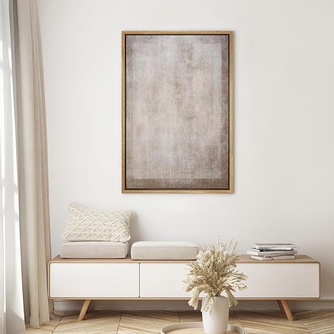 SIGNWIN Framed Canvas Print Wall Art Pastel Grunge Watercolor Gray Abstract Shapes Illustrations Modern Art Decorative Minimalism for Living Room, Bedroom, Office - 24"x36" Natural