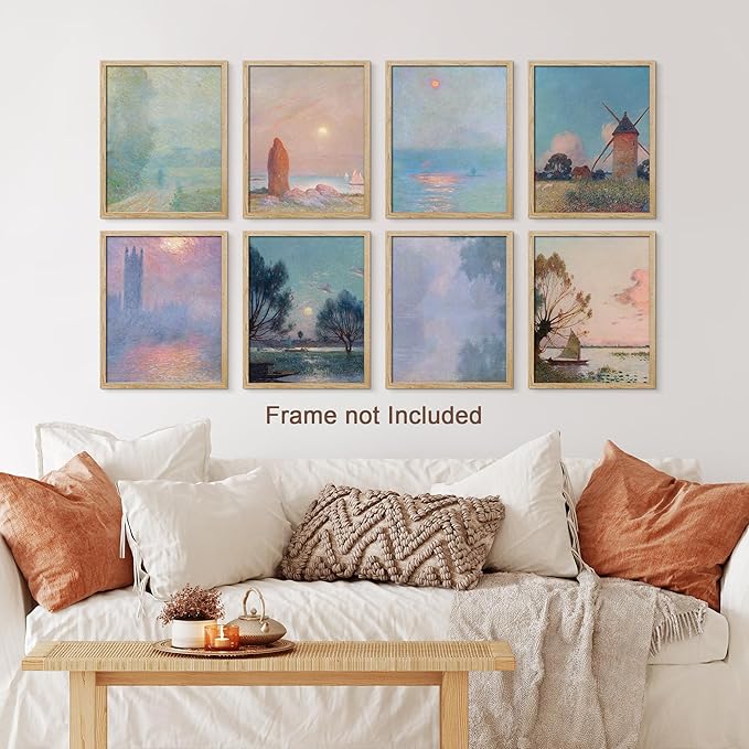 SIGNWIN Poster Wall Art Set of Vintage Landscape Watercolor Nature Landscape, Rustic Framhouse Decor for Living Room, Bedroom, Office - 12"x16"x 8