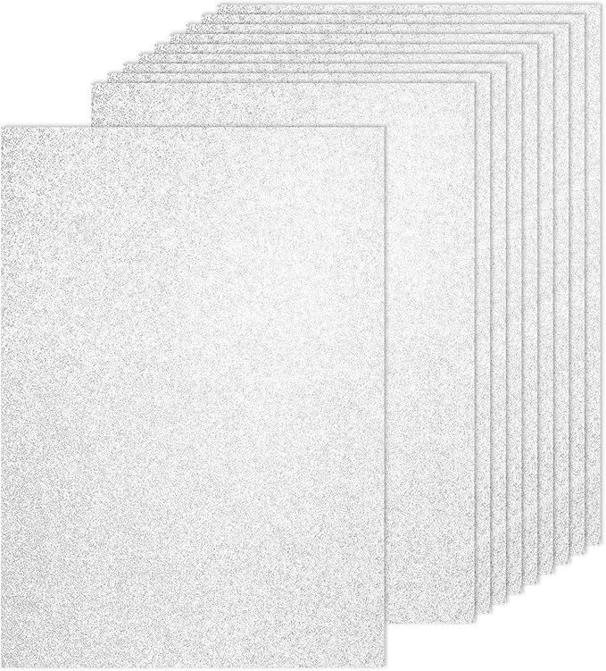 PATIKIL 40Sheets Silver Glitter Cardstock, 8.3x11.7 in A4 Glitter Paper Card Stock Shiny Scrapbook 250gsm Sparkly Paper Large Shimmer for Crafts Scrapbook DIY Art Wedding Party