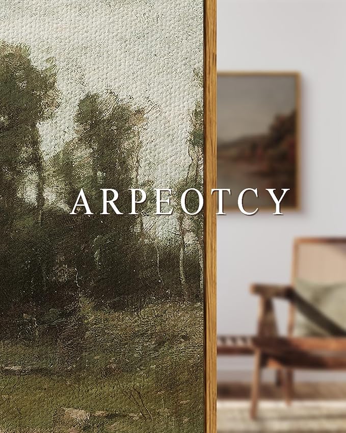 ARPEOTCY Vintage Framed Canvas Wall Art, Country Village Scenery Retro Painting Decor Aesthetic, Large Print Artwork, Landscape Wall Pictures for Living Room,20x30 Inch
