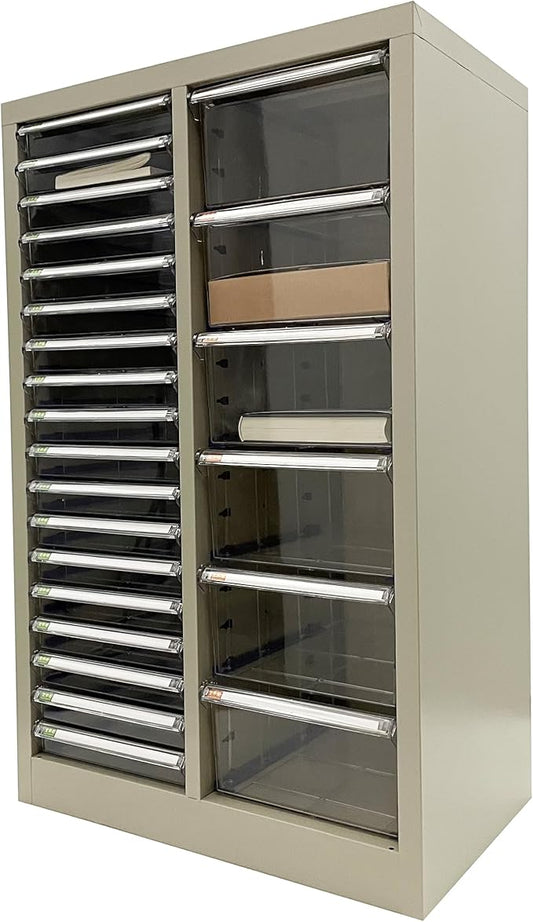 File Cabinet Parts Cabinet Plastic Drawer Storage with Clear Drawers 6 Large and 18 Small Combination for Documents Makeup Nail Salons Offices Bolts Nuts Legos Beads Lateral