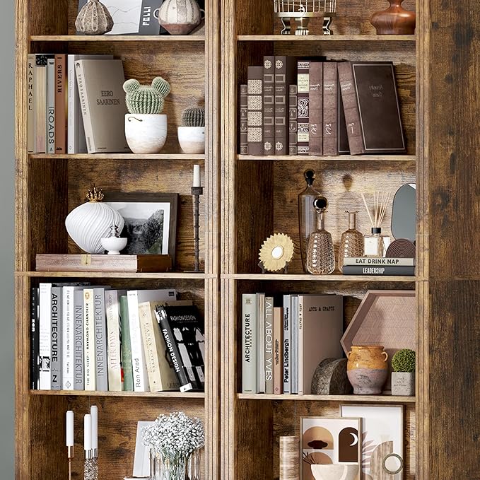 75" Tall Bookshelf, 6-Tier Floor Standing Bookcase with 2 Adjustable Shelves, 24" Wide Open Storage Shelf, Modern Display Organizer for Home Office, Living Room, Bedroom, Study