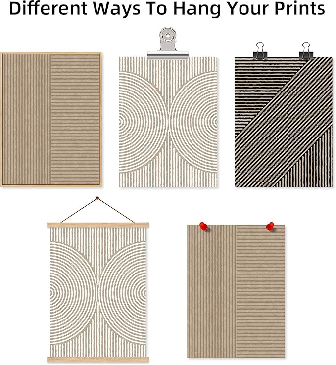 Boho Modern Wall Art Pictures Neutral Abstract Canvas Wall Decor Minimalist Line Wall Art Beige Brown Black Poster Mid Century Painting Artwork for Living Room Bedroom 16x24 Inch Unframed Set of 3