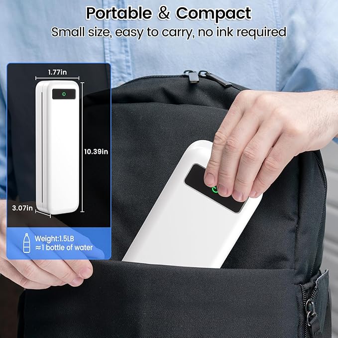 ASprink Portable Printers Wireless for Travel,M835 Inkless Thermal Printer Support 8.5" X 11" US Letter, Compatible with iOS/Android/PC/Phomemo APP, Mobile Travel Printer for Home,Car,Office,300DPI