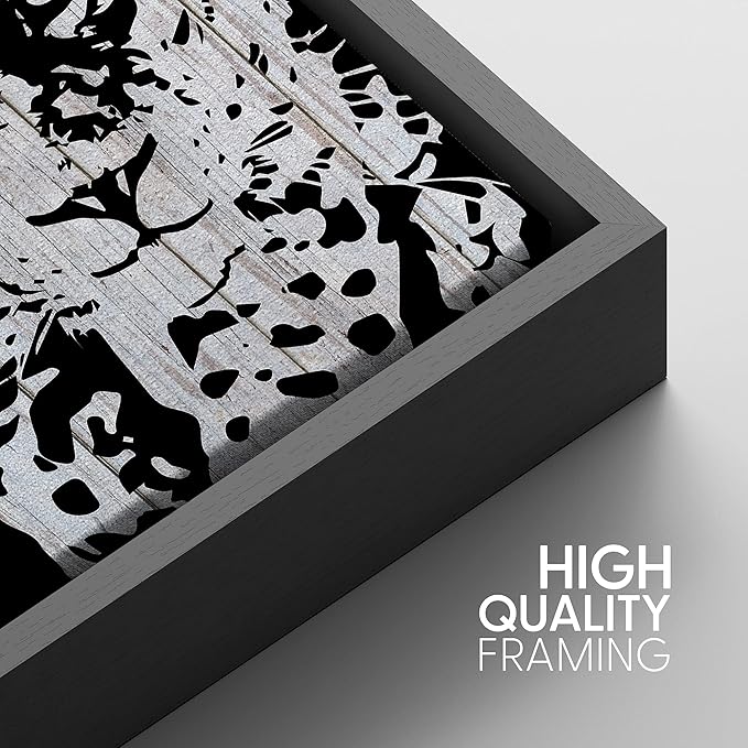 IDEA4WALL Framed Canvas Print Wall Art Grayscale Spotted Leopard Stalking on Wood Panels Animals WildLife Illustrations Modern Art Tropical Portrait for Living Room, Bedroom, Office - 24"x36" BLACK