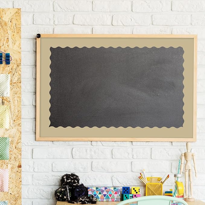 Whaline 65.6ft Back to School Nude Sage Green Bulletin Board Borders 4 Rolls Milky White Brown Green Die-Cut Board Trim for Classroom Office Chalkboard Wall Decor