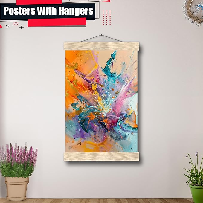 Teal and Orange Abstract Poster Print Modern Art for Office Wall Decor Available in Small, Decor Poster, Print