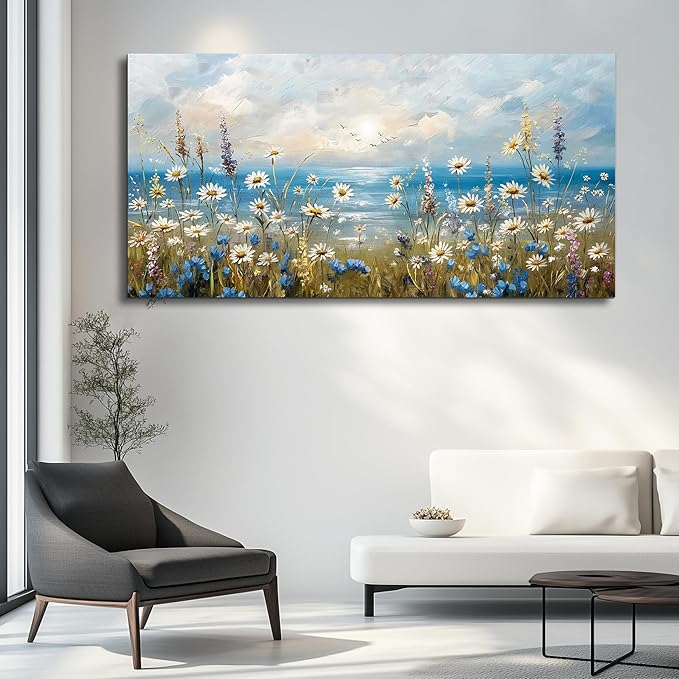 Canvas Wall Art for Living Room Wall Decor for Bedroom Office Modern Hotel Wall Decorations White Flower Landscape Paintings Farmhouse Pictures Artwork Room Aesthetic Home Decor 40x20