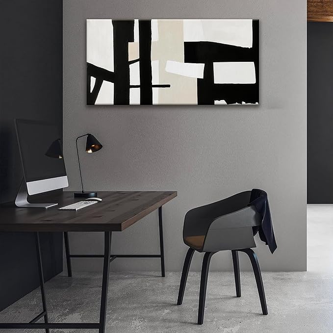 QSQ Abstract Black And White Wall Art Painting Canvas Art Wall Decor 20" W x 40" L Decorations Grey White Wall Art Office Home Wall Decor Canvas Picture Artwork For Bedroom Kitchen