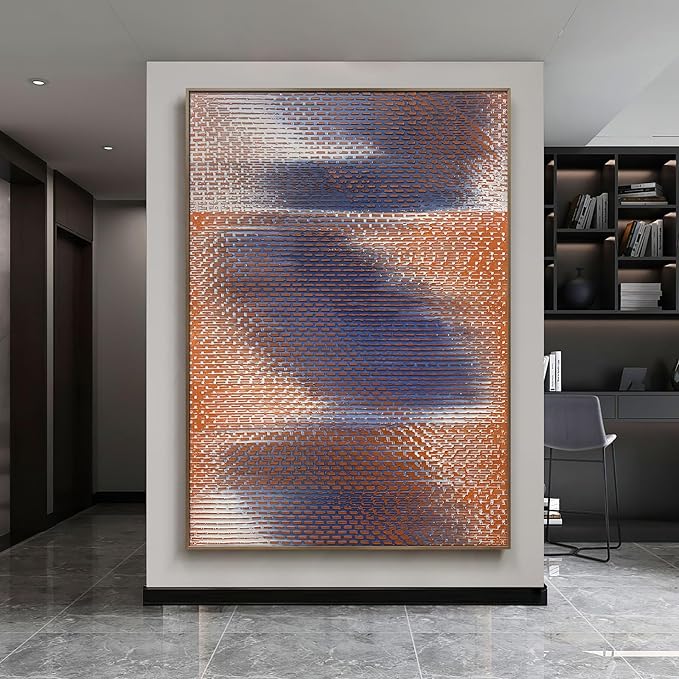 BrightA Blue and Orange Large Modern Wall Art Big Wall Art Large Wall Decor for Living Room Bedroom Hallway Living Room Wall Decor 47.2"x67"